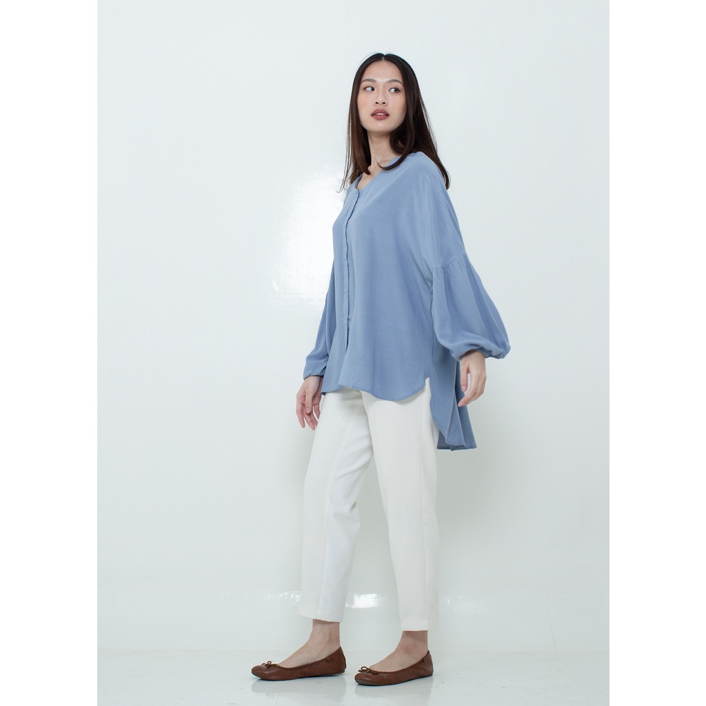 Ixora Abia Oversized Shirt - Kemeja Wanita Oversized-Steel Blue