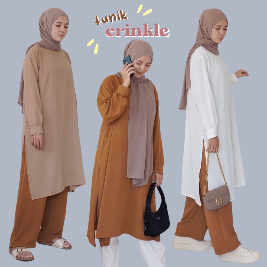 TUNIK CRINKLE LD 120/ TUNIK JUMBO/ LONG TUNIK CRINKLE/BUSUI DAN NON BUSUI