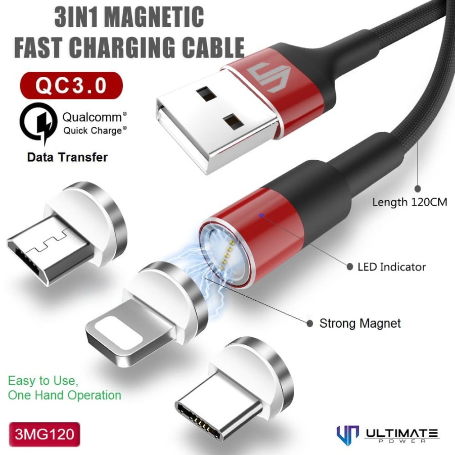 Multi 3 in 1 magnetic cable IPHONE - ANDROID MICRO - TYPE C