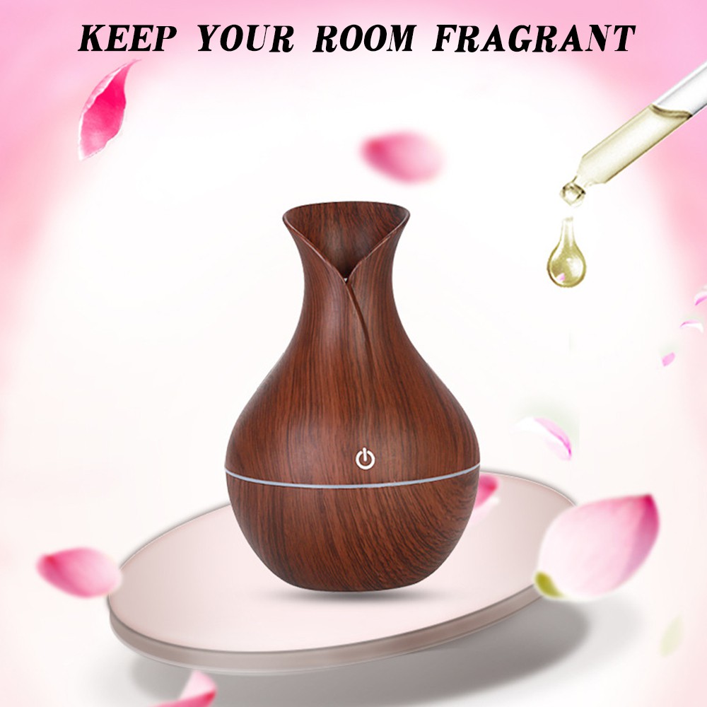 HUMIDIFIER PURIFIER DIFFUSER ULTRASONIC AROMATHERAPY ESSENTIAL OIL WOOD KUNCUP 130ml