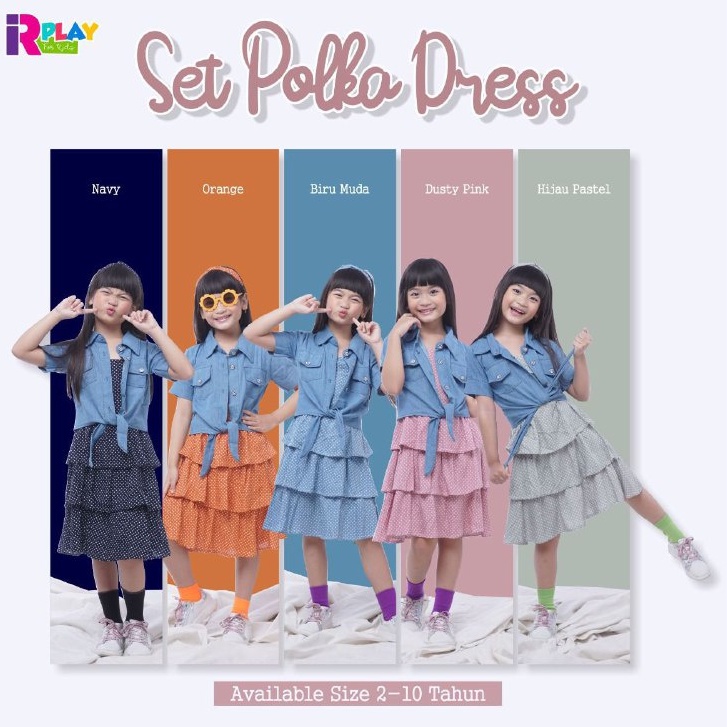 Setelan Anak Perempuan Set Polka Dress