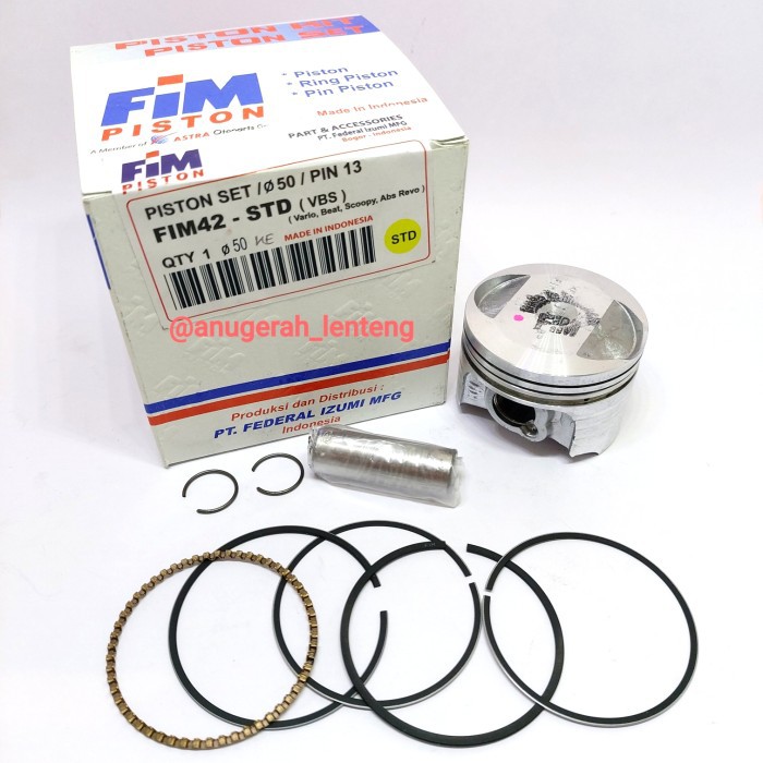 Piston Kit FIM 42 OS 0 Std Honda Beat Vario 110 Scoopy Revo Absolute