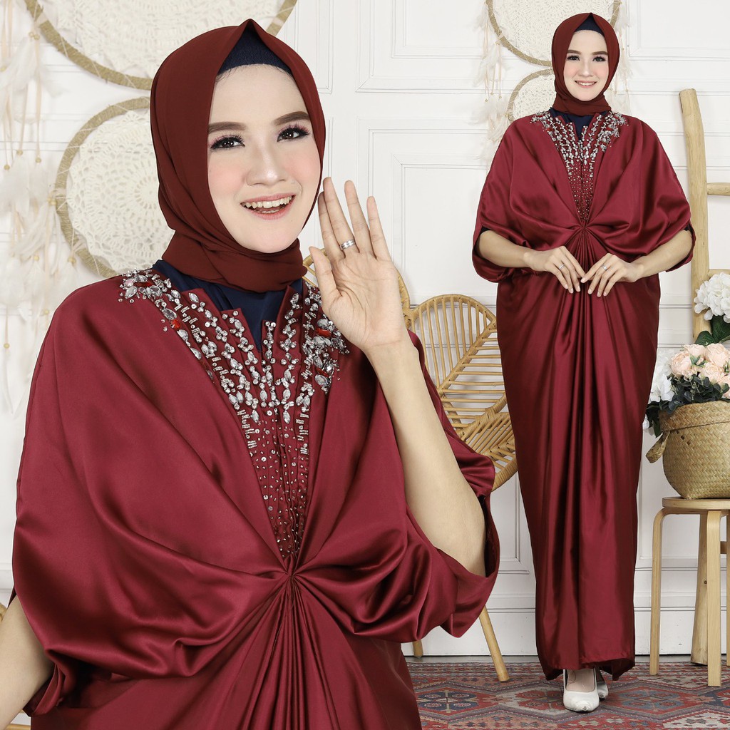 Sari Kaftan Baju Pakaian Fashion Muslim Wanita Gamis Perempuan Remaja Dewasa Orang Tua Kekinian Dres