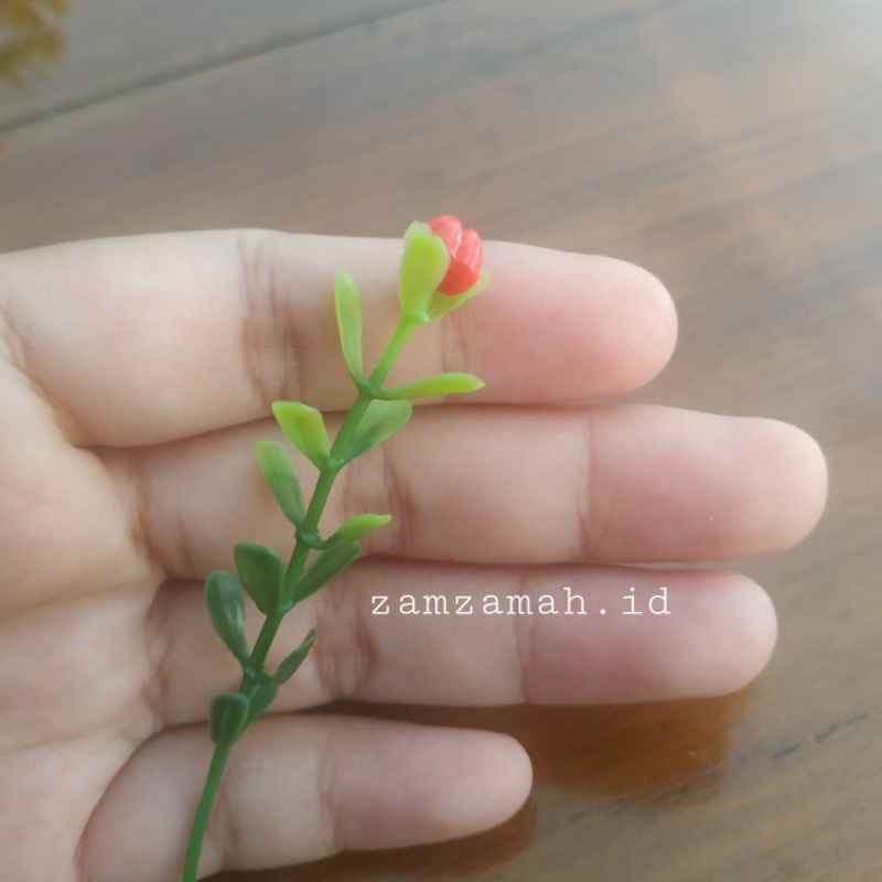 Bunga plastik daun tangkai hiasan mahar-1