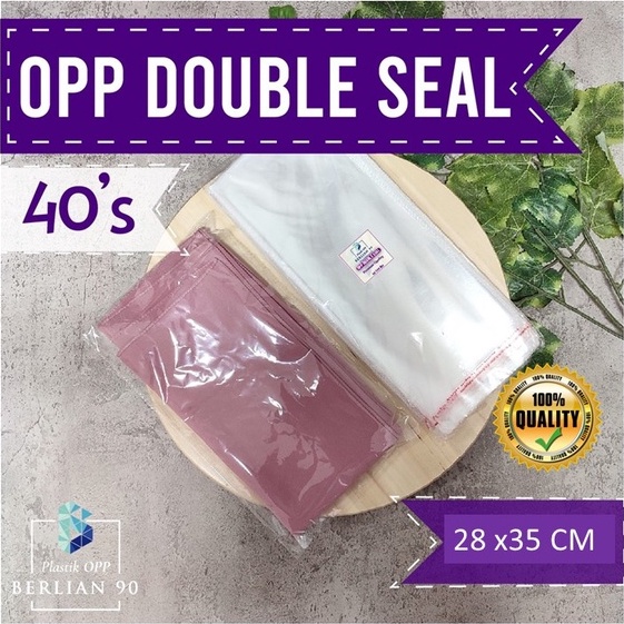 Plastik OPP Double Seal 28 x 35 cm Tebal 40 Micron / Plastik Bening Kemasan Bungkus Baju Anak Dewasa