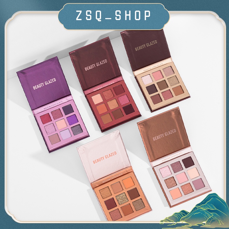 BEAUTY GLAZED 9 Warna Palet Eyeshadow Pigmented Kosmetik Riasan Mata Tahan Air