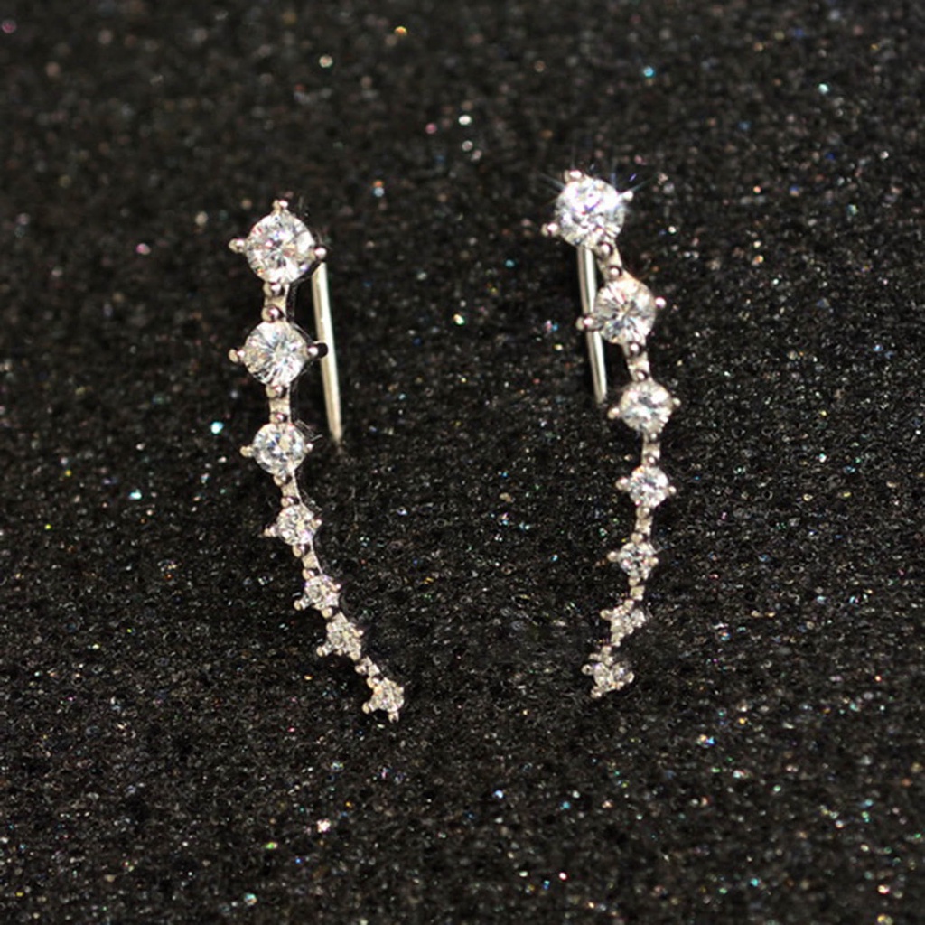 Hu Hu Hu Hu Hu Alat Bantu Pasang Kacamata♡ 1 Pasang Anting Stud Bentuk C Aksen Berlian Imitasi Gaya Korea Untuk Wanita