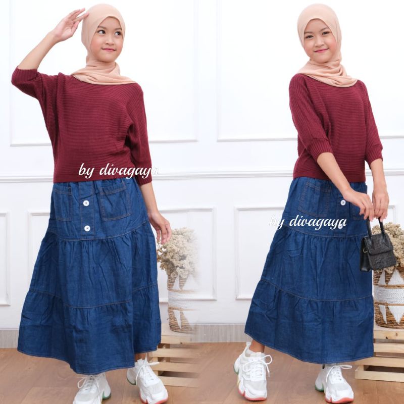 SETELAN BATWIN ROK JEANS ANAK UMUR 5-7 TAHUN