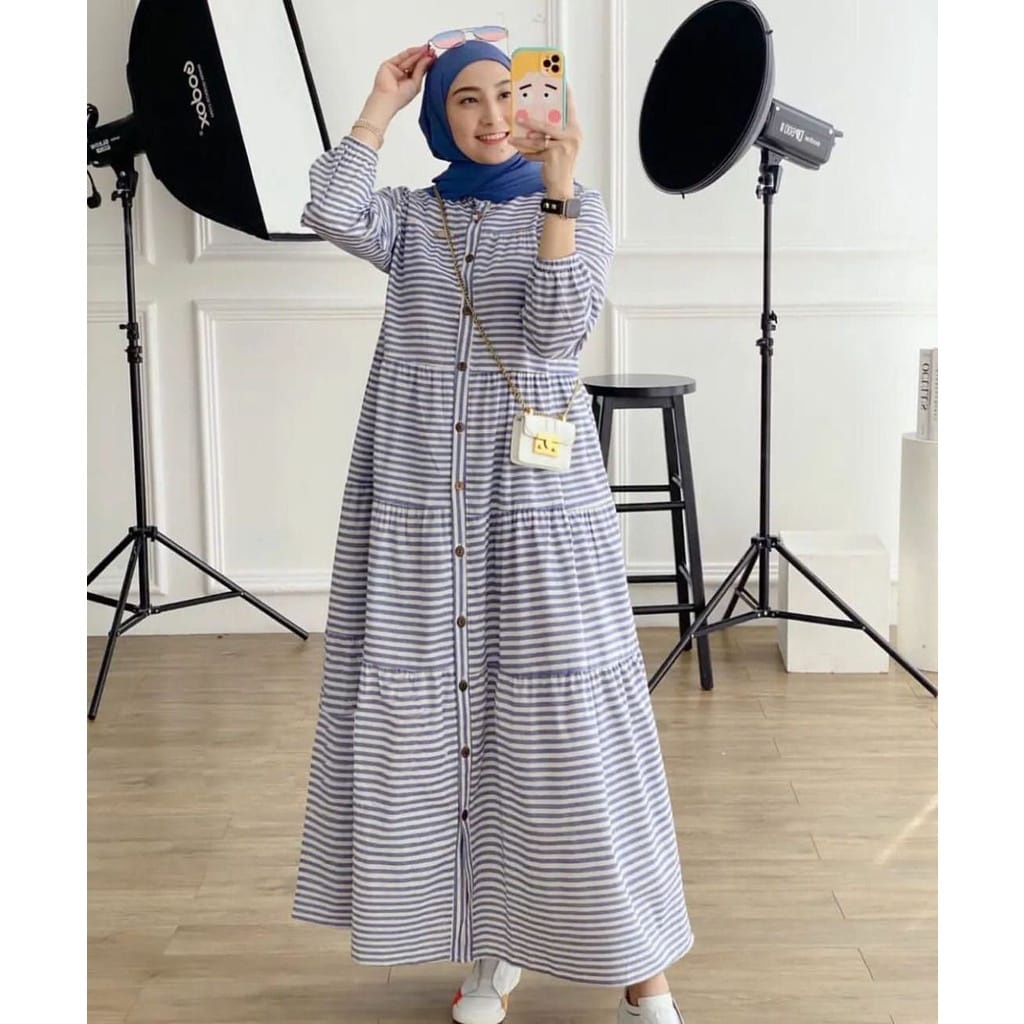 AQILA DRESS- midi dress / dress wanita / dress midi / casual dress / dres katun salur