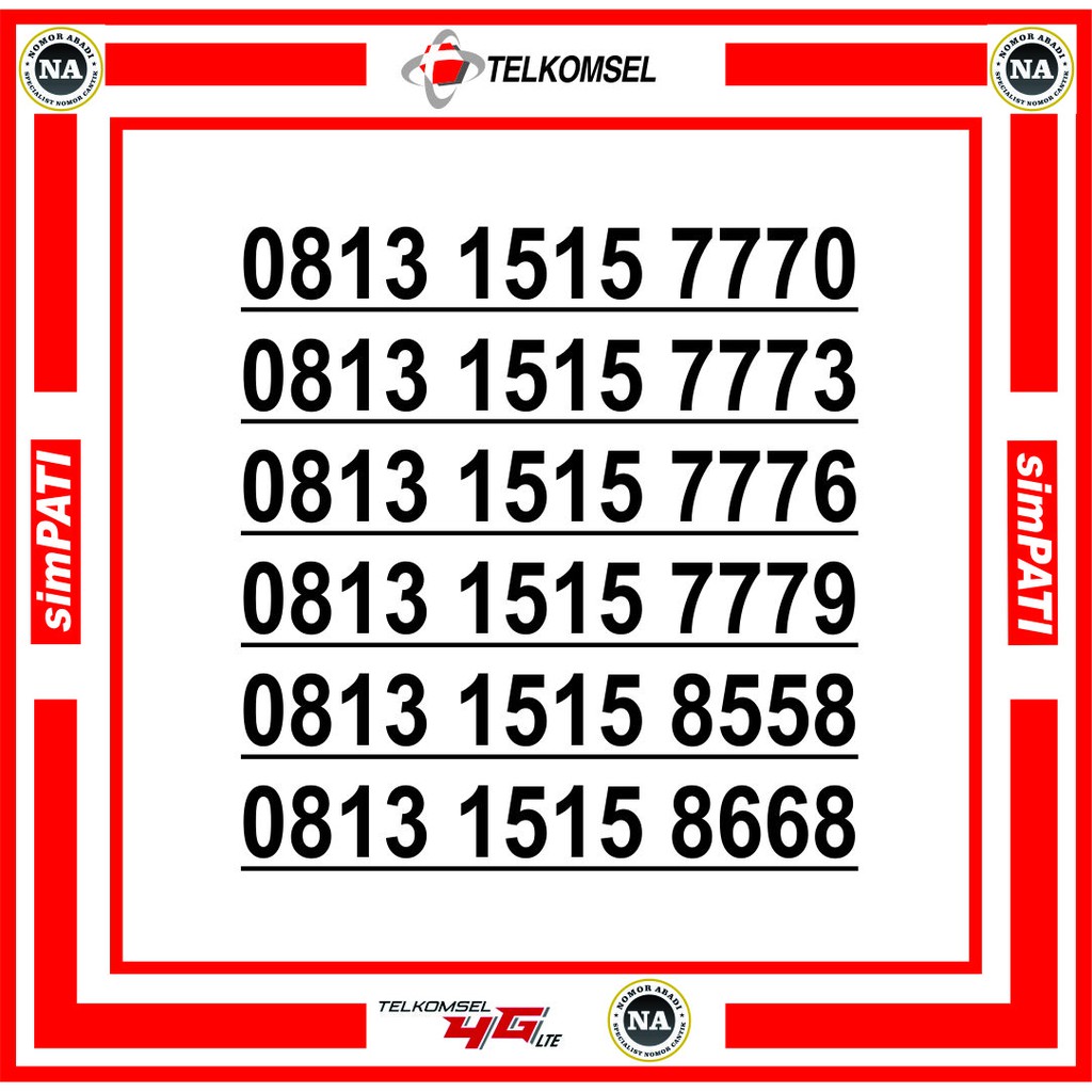 NOMOR CANTIK SIMPATI 4G 0813 1515 XXXX H300