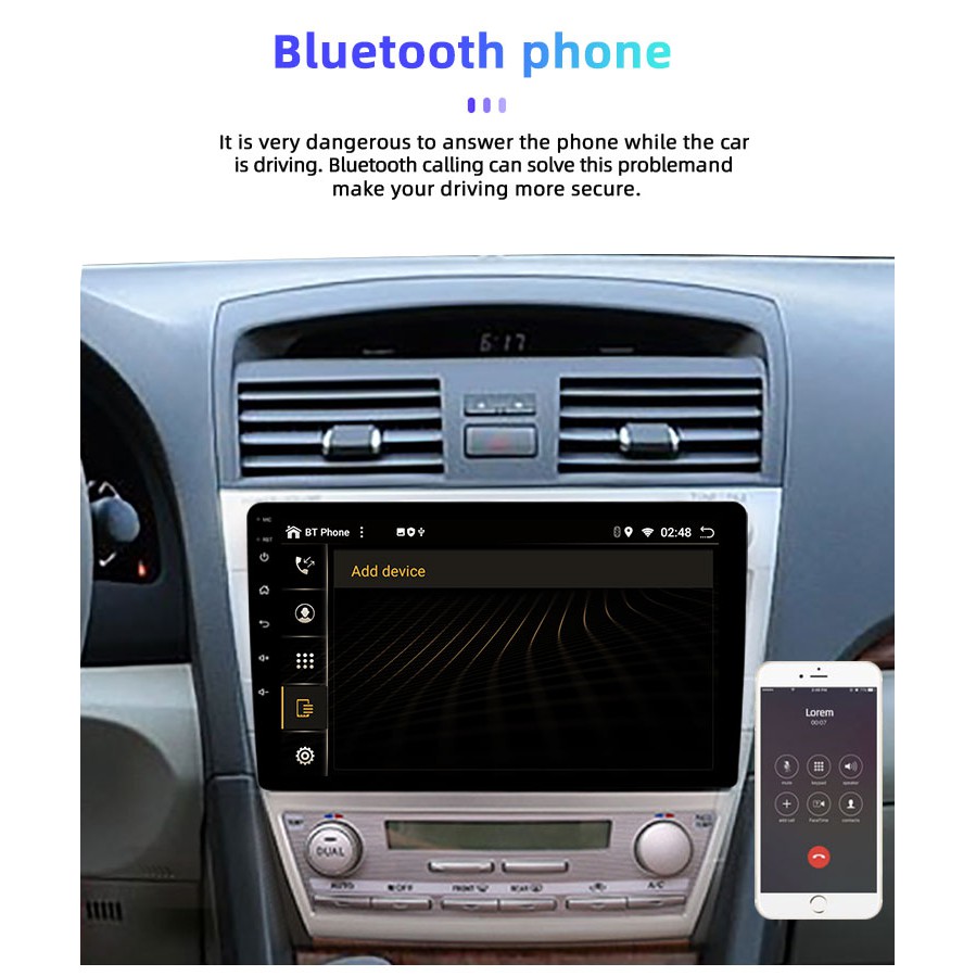 Head unit Android Dual DVR GPS DSP 9 inch Carplay Quad-core  Android 10 Dual DVR front and rear cam