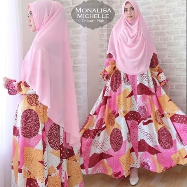 GAMIS MONALISA PREMIUM ABSTRAK BALL PINK