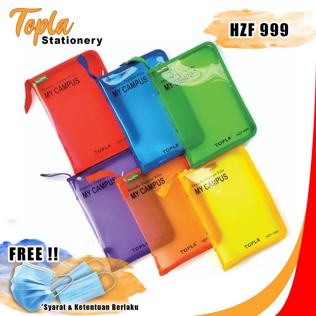 Map Dokumen Map Plastik Resleting Zipper Binder Tanpa Ring Topla Handy Zipper File HZF 999 Map Sleting File Folder Dokumen File Binder Dokumen Ukuran A5 Organizer