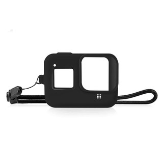 Color : Black CAOMING Silicone Protective Case Cover with Wrist Strap for GoPro HERO8 Black Durable 