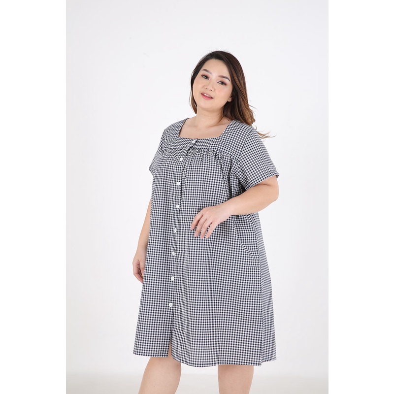 Sorabel - Persy Gather Button Dress Big Size Jumbo