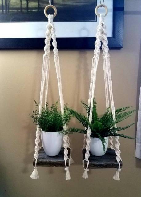 READY STOK) Macrame gantung kayu / macrame wall hanging