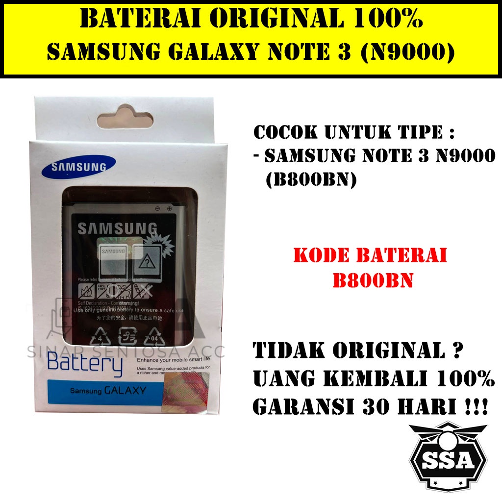 Baterai Original 100% Samsung Galaxy Note 3 N900 B800BN N9000 Batre Batrai Battery Note3 Ori HP Awet Garansi