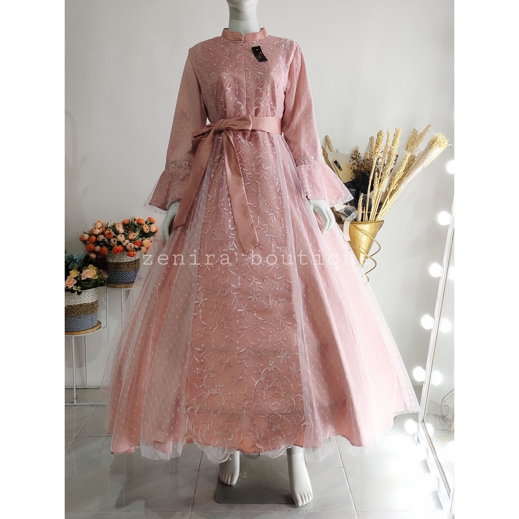 QUEEN ELIZA GAUN pesta pengantin mewah tulle bordir dan tulle dot / baju kondangan / prewedding / lamaran / wisuda / wedding bisa dipesan couple / tersedia ukuran kecil hingga jumbo