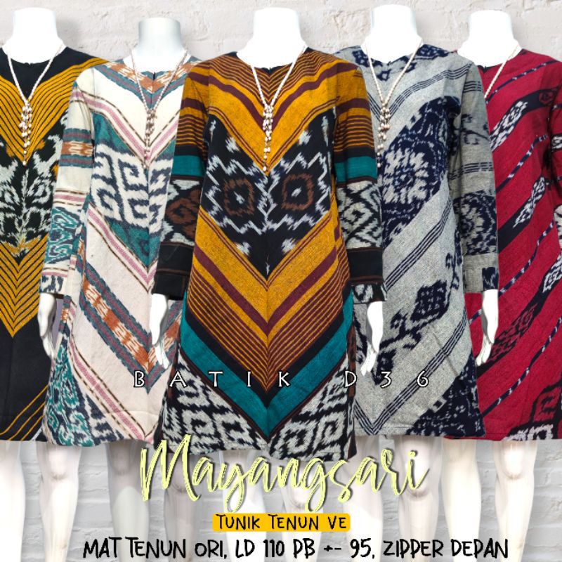Tunik Tenun Mayangsari Dress Wanita Kerja elegan modern kasual