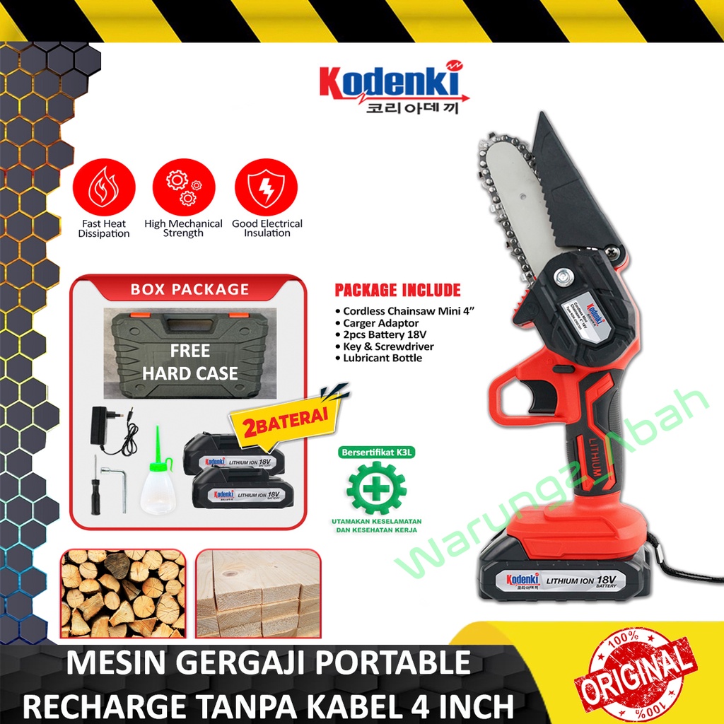 ALAT MESIN GERGAJI TANGAN MESIN RANTAI MINI POTONG BATANG KAYU RANTING DAHAN POHON BATRE BATERAI BAT