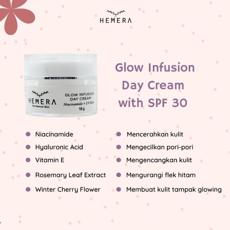 Hemera Glow Infusion Day Cream SPF30 10gr | Krim Siang