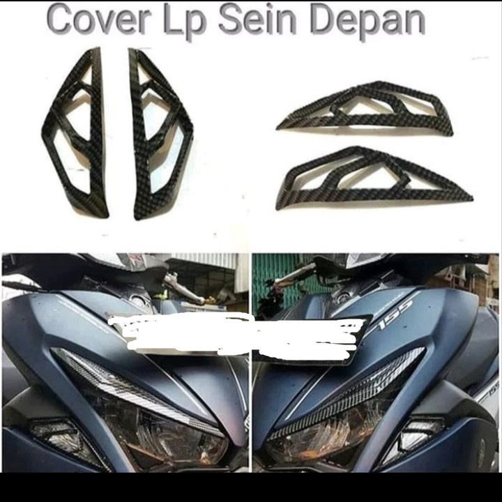 Cover lampu senja depan aerox 155 carbon tutup lampu depan variasi ae