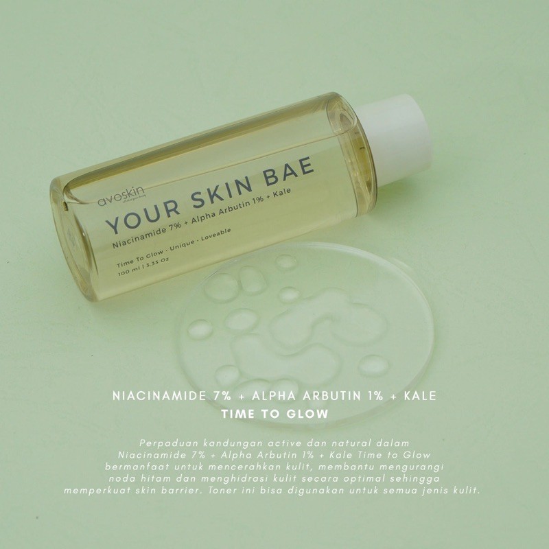 AVOSKIN Your Skin Bae Niacinamide 7% + Alpha Arbutin 1% + Kale Indonesia / Avo Skin / Time To Glow