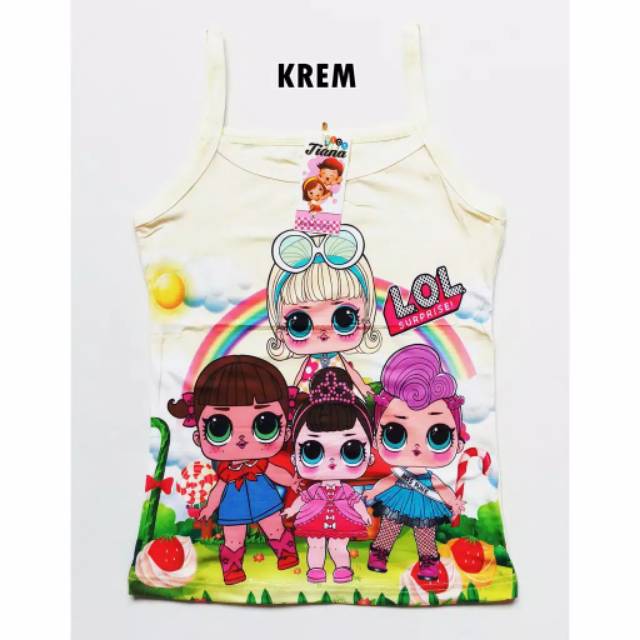 3 Pcs Tanktop Kaos Singlet Anak Perempuan Cewek LOL 2-12 th / Baju Anak Cewek LOL Kaos Anak LOL