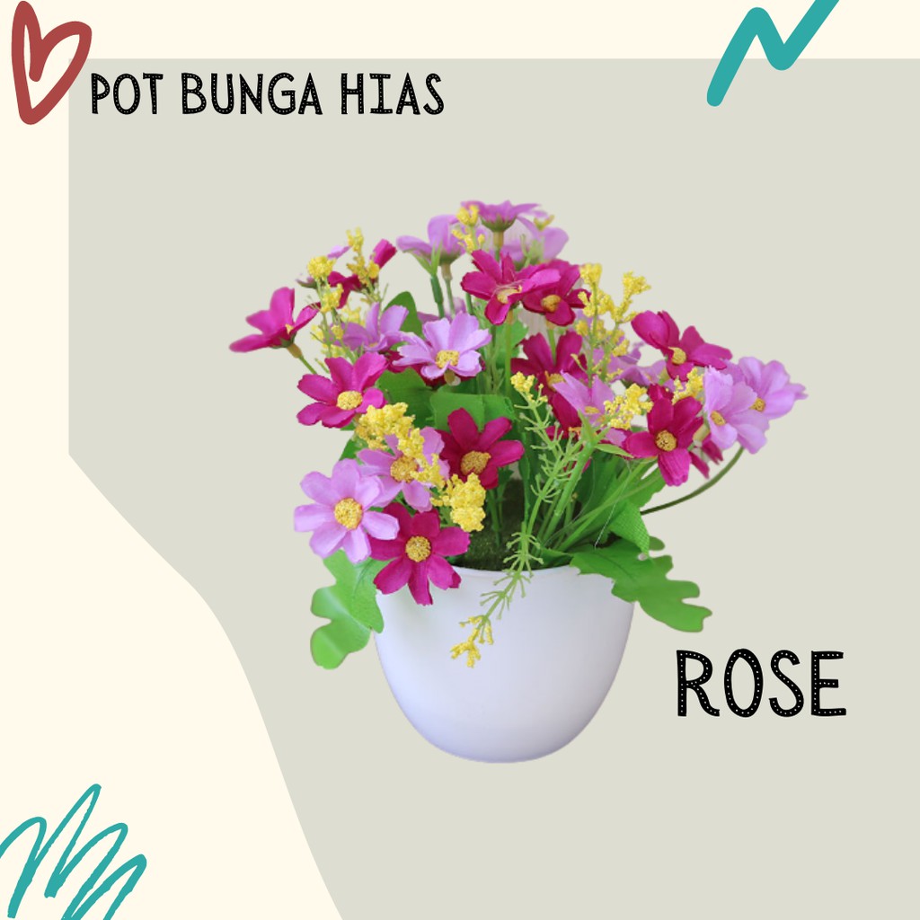 Satu7an PBP30 Tanaman Bunga Plastik Tanaman Hias Bunga Anggrek Krisan Pot Bunga Hias Bonsai Ornamen Dekorasi Rumah Artificial Flower