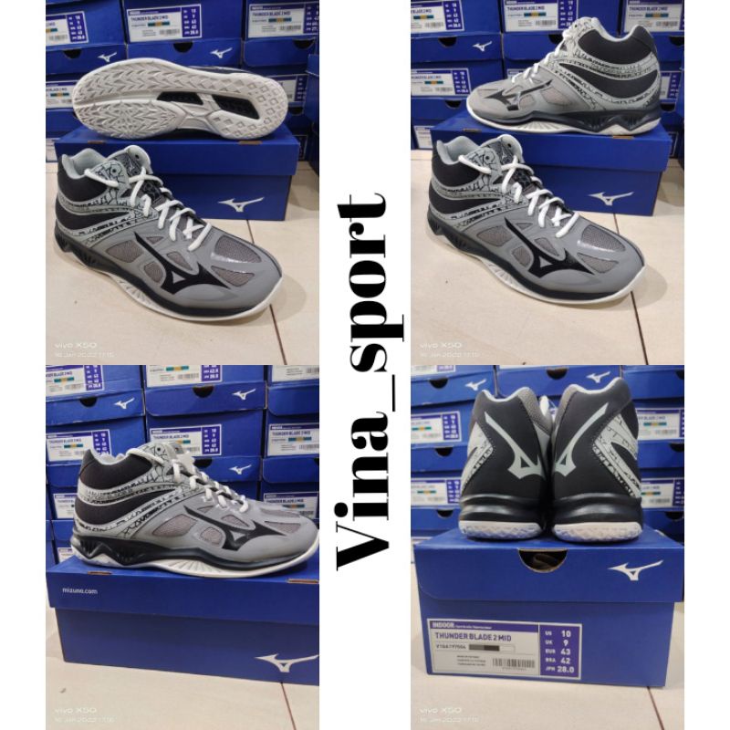 Sepatu Mizuno Thunder Blade mid 2 original abu