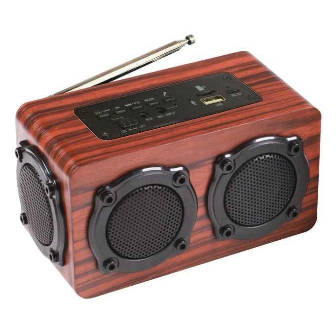 Kingneed Bluetooth Speaker FM Radio Wood Design - S409 ( Mughnii )