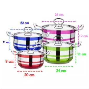 FM - Panci Cookware Set stainless steel 8 pcs Warna / Panci Set / panci tebal berkualitas