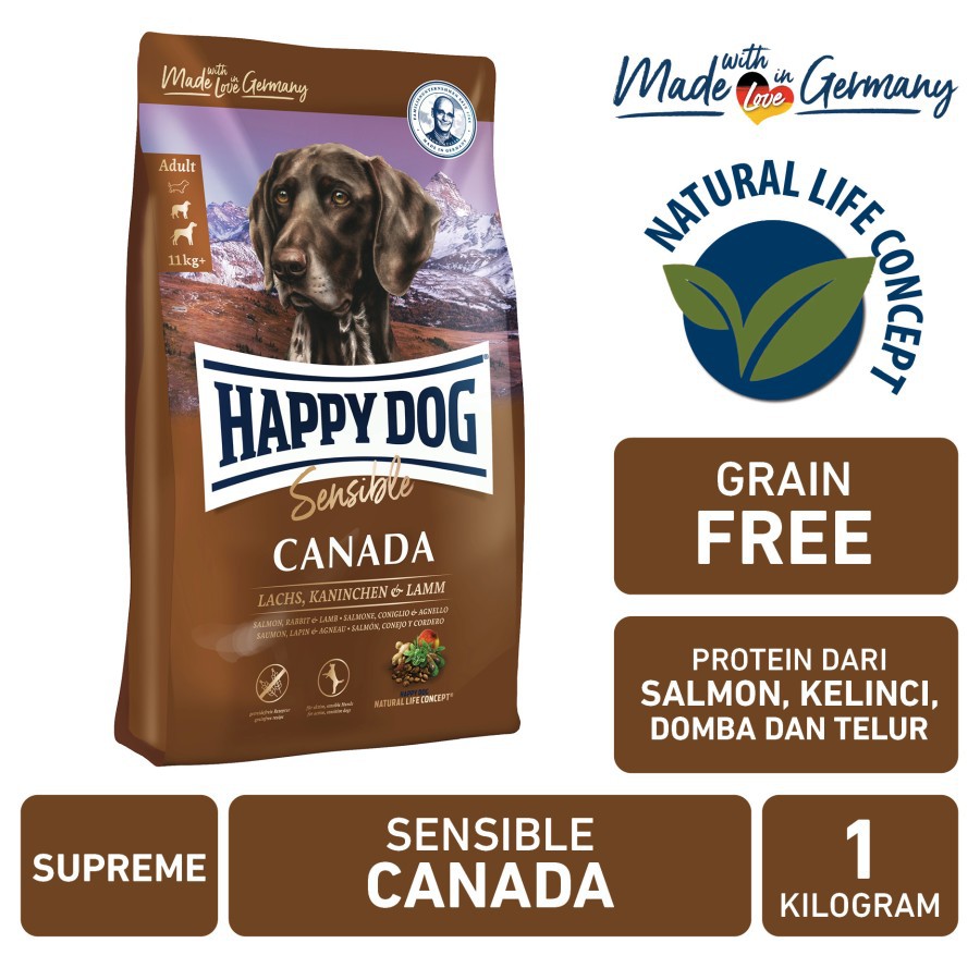 HAPPY DOG SUPREME SENSIBLE CANADA 1KG DOG DRY FOOD / MAKANAN ANJING DEWASA HAPPYDOG SUPREME SENSIBLE