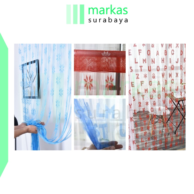 Tirai Benang Motif Bunga Alfabet Gorden Dekorasi Pintu Jendela Y1305