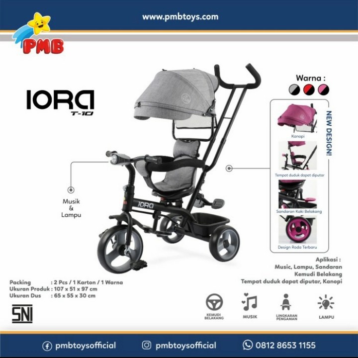 Sepeda Roda Tiga Anak PMB T10 IORA Tricycle Murah