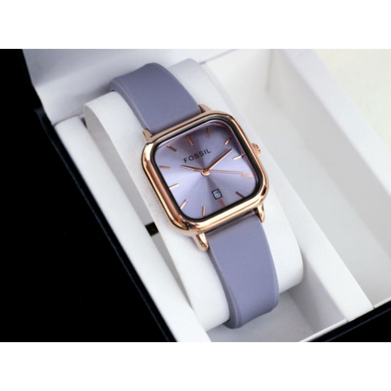 JAM TANGAN WANITA FS SQUARE RUBBER TANGGAL AKTIF