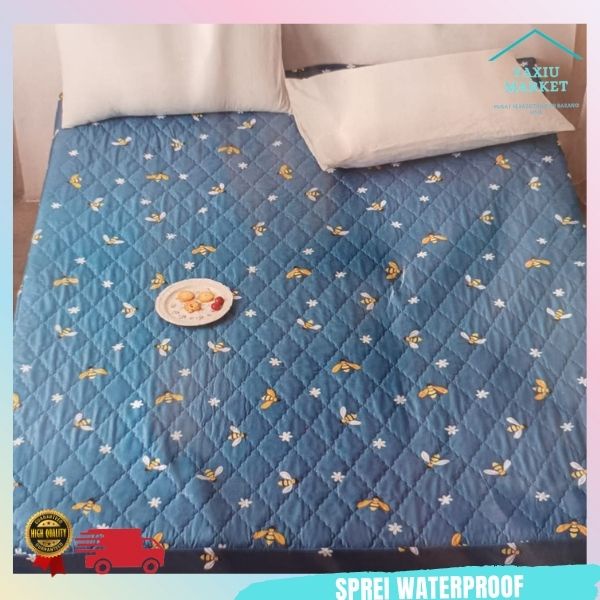 Sprei Waterproof / Sprei Protector bermotif / Sprei anti air ukuran 180x200CM SPREI WATERPROOF-LEBAH