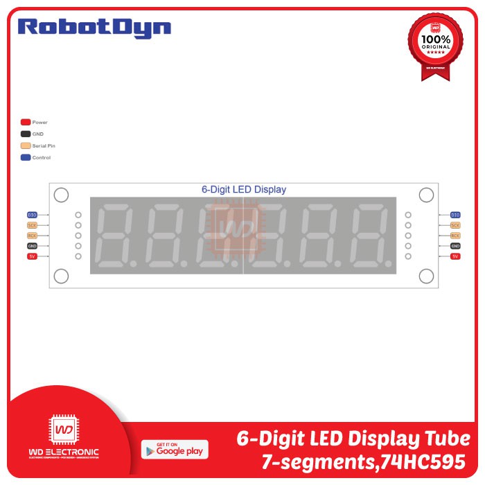 RobotDyn 6 Digit LED Display Tube 7 segments 0.56 inch 74HC595