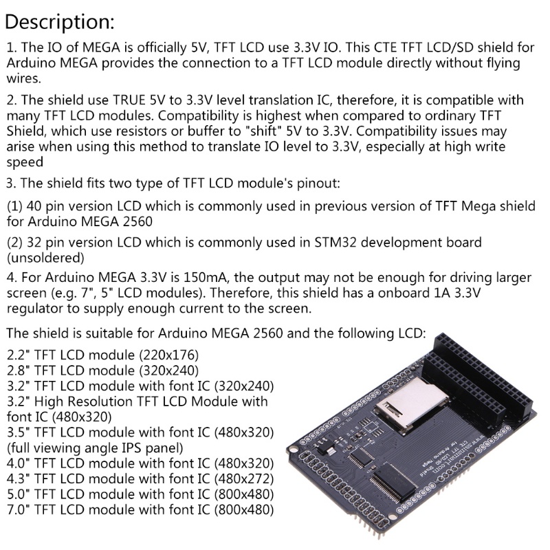 Btsg Untuk mega-2560 TFT/SD Shield Expansion Board 2560modul LCD SD Card Adapter