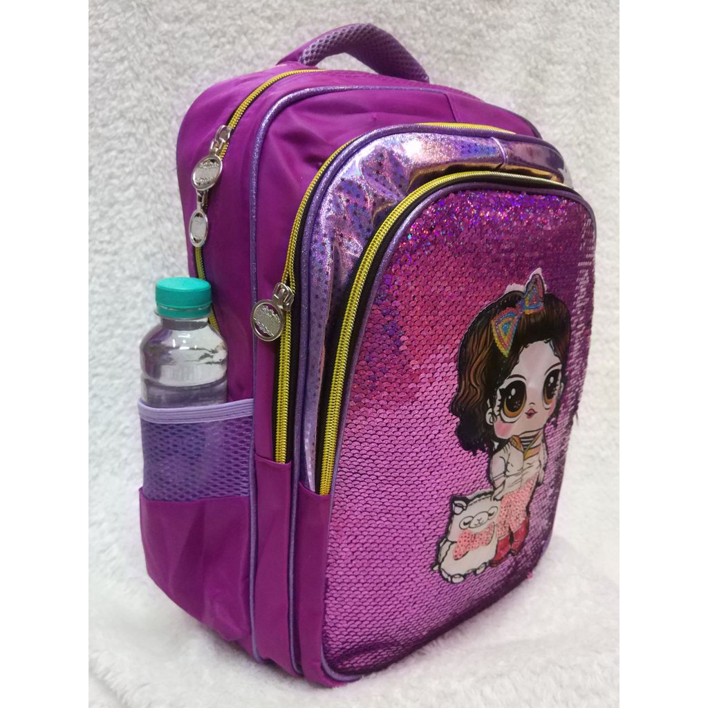 Ransel Anak SD LOL Lampu LED Usap Hologram Import. 16 Inch. Jumbo size. 43376. Darena Bags Bandung