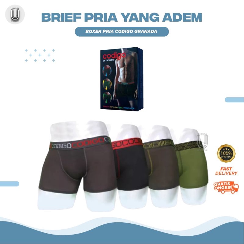 Boxer Pria Sempak Cowok Celana Dalam Laki Laki Granada Bahan Spandex Premium Terlaris By Universal Underear