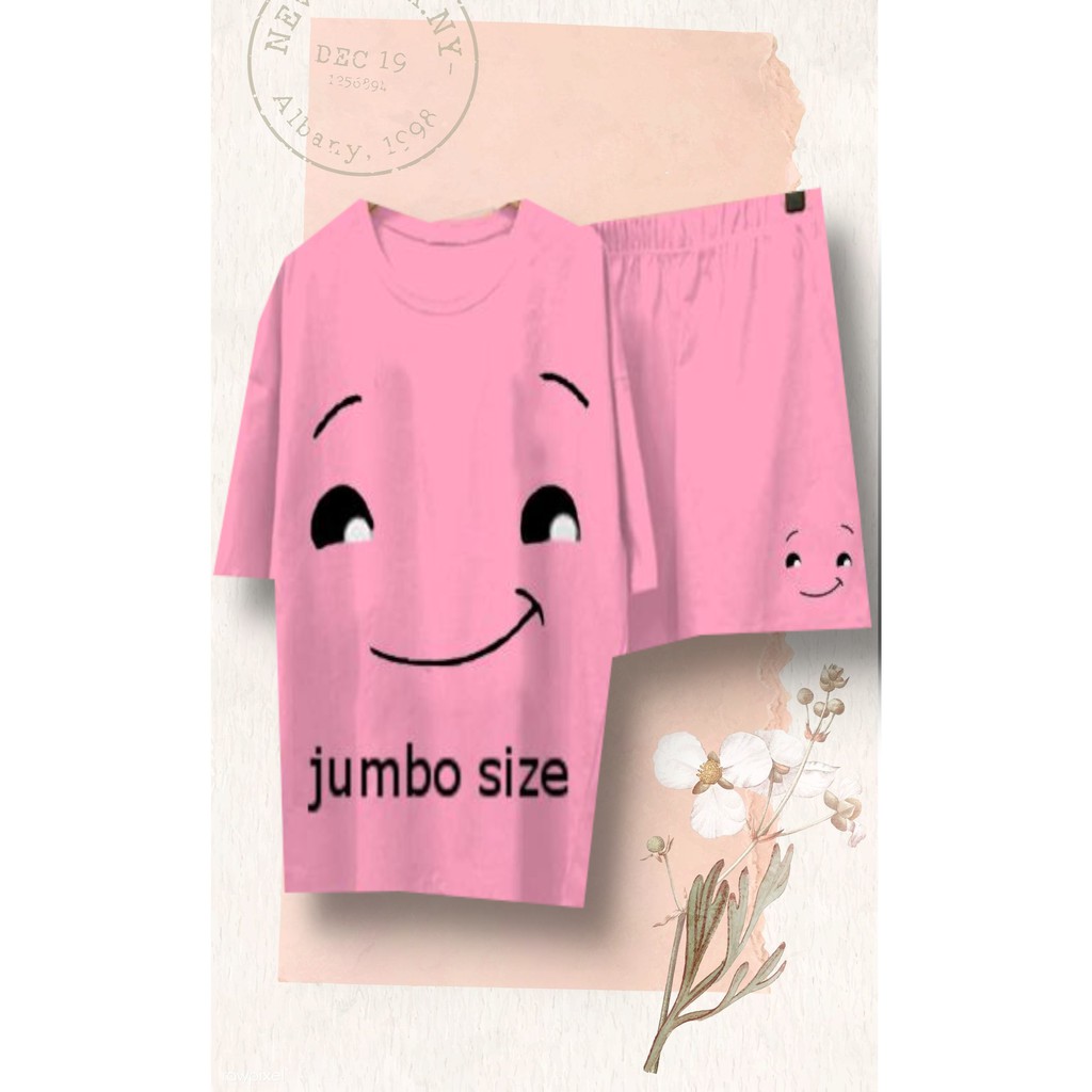 vision online setelan imut smile wink jumbo emoticon /setelan baju dan celana jumbo xxl