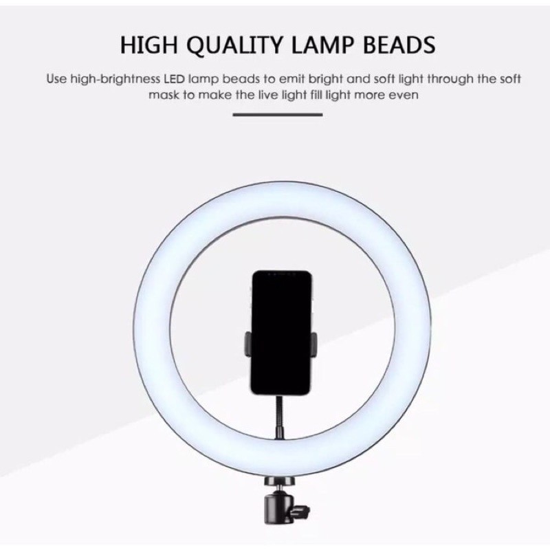 PAKET LENGKAP RING LIGHT LED 26CM 33CM Lampu 26 cm Make Up Lampu + TRIPOD 2,1M + HOLDER HP Ringlight