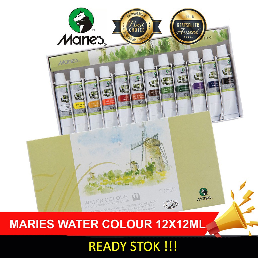 

Maries Watercolor 12 Warna Tube 12 ml Water Colour Cat Air E1336B