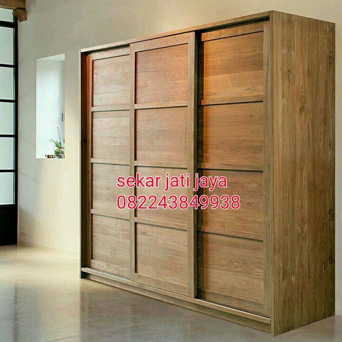 Wardrobe/Lemari pakaian jati sliding minimalis jepara bisa custom
