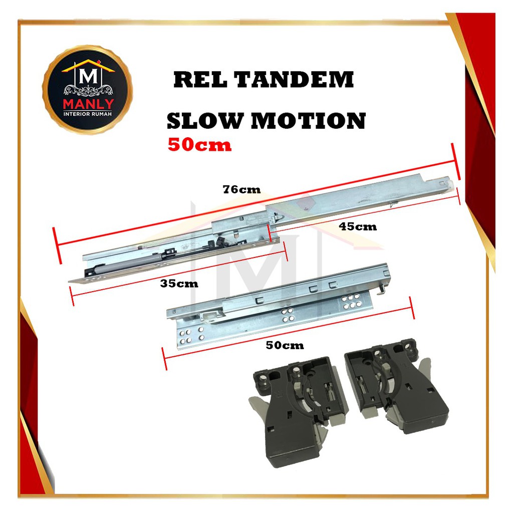 Rel Laci Tandem 50 cm Slow Motion Double Extention (2x Tarikan) isi 1 Set