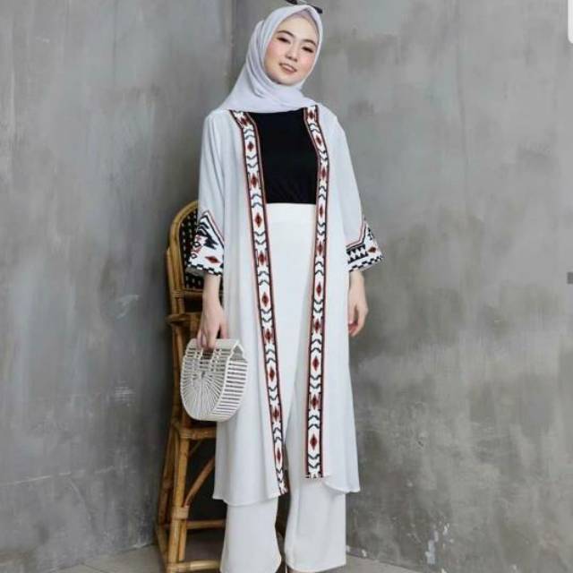 NB Cardigan  Wanita Remaja Lengan Panjang  Putih  Murah Flare 