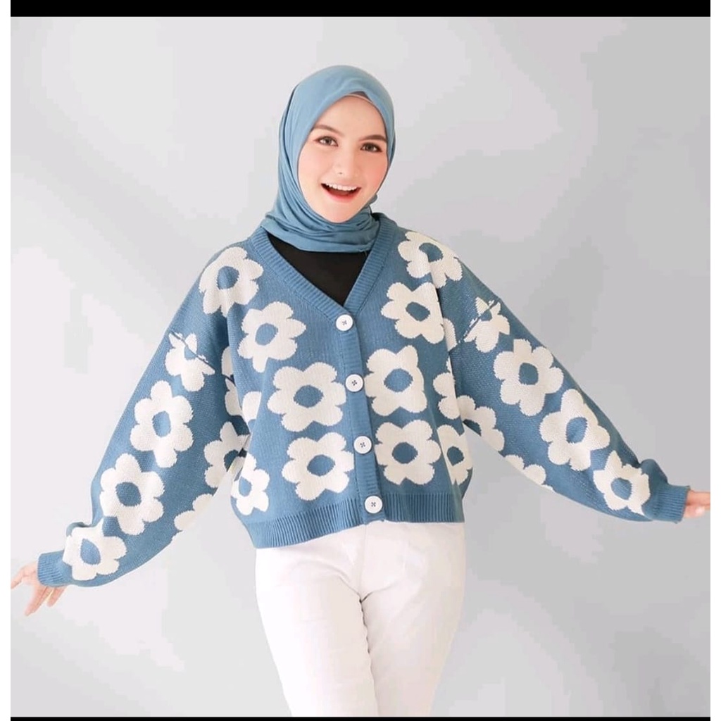 flower cardigan premium fashion wanita