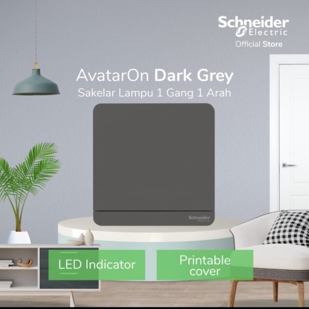 Saklar Single / Engkel Schneider AvatarOn Dark Grey / Abu abu E8331L1LED_DG_G3