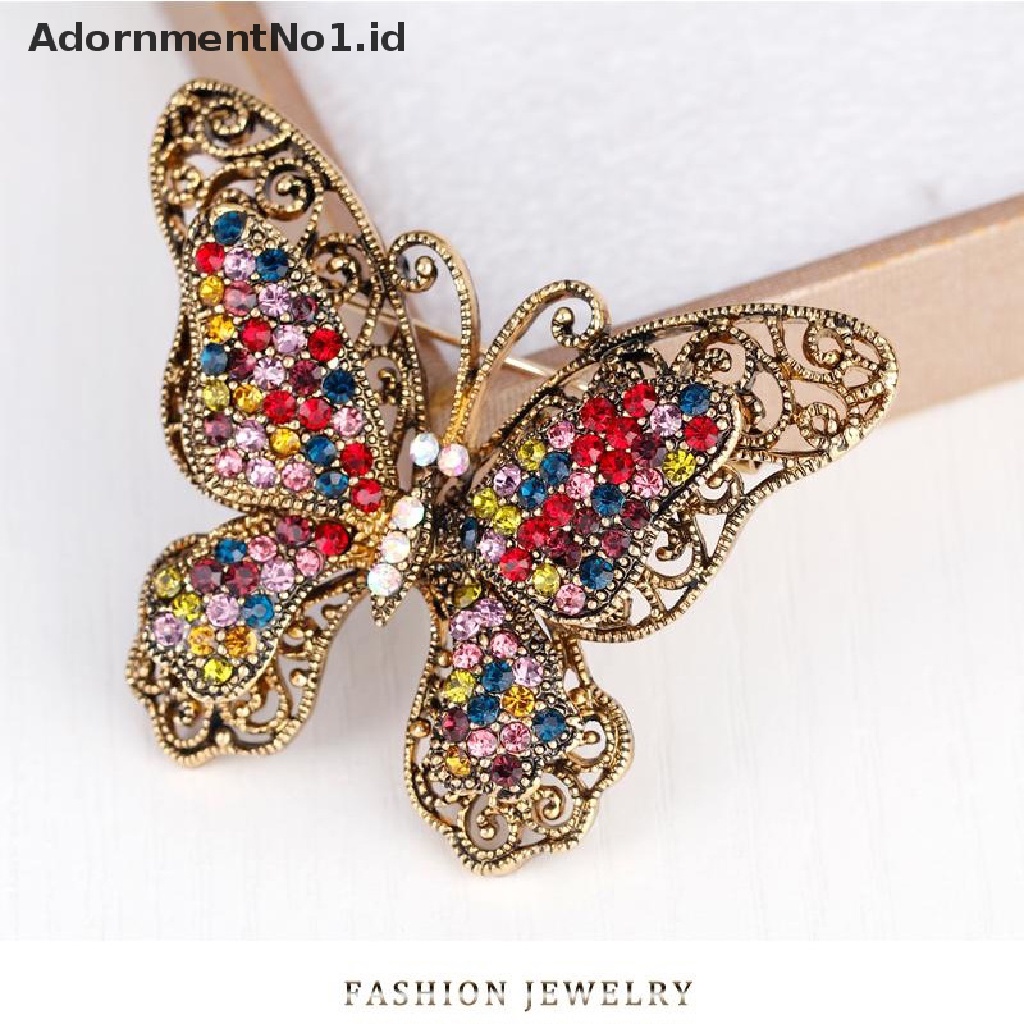 (AdornmentNo1) Bros / Pin Butterfly Kristal Mewah Untuk Aksesoris Pakaian (ID)